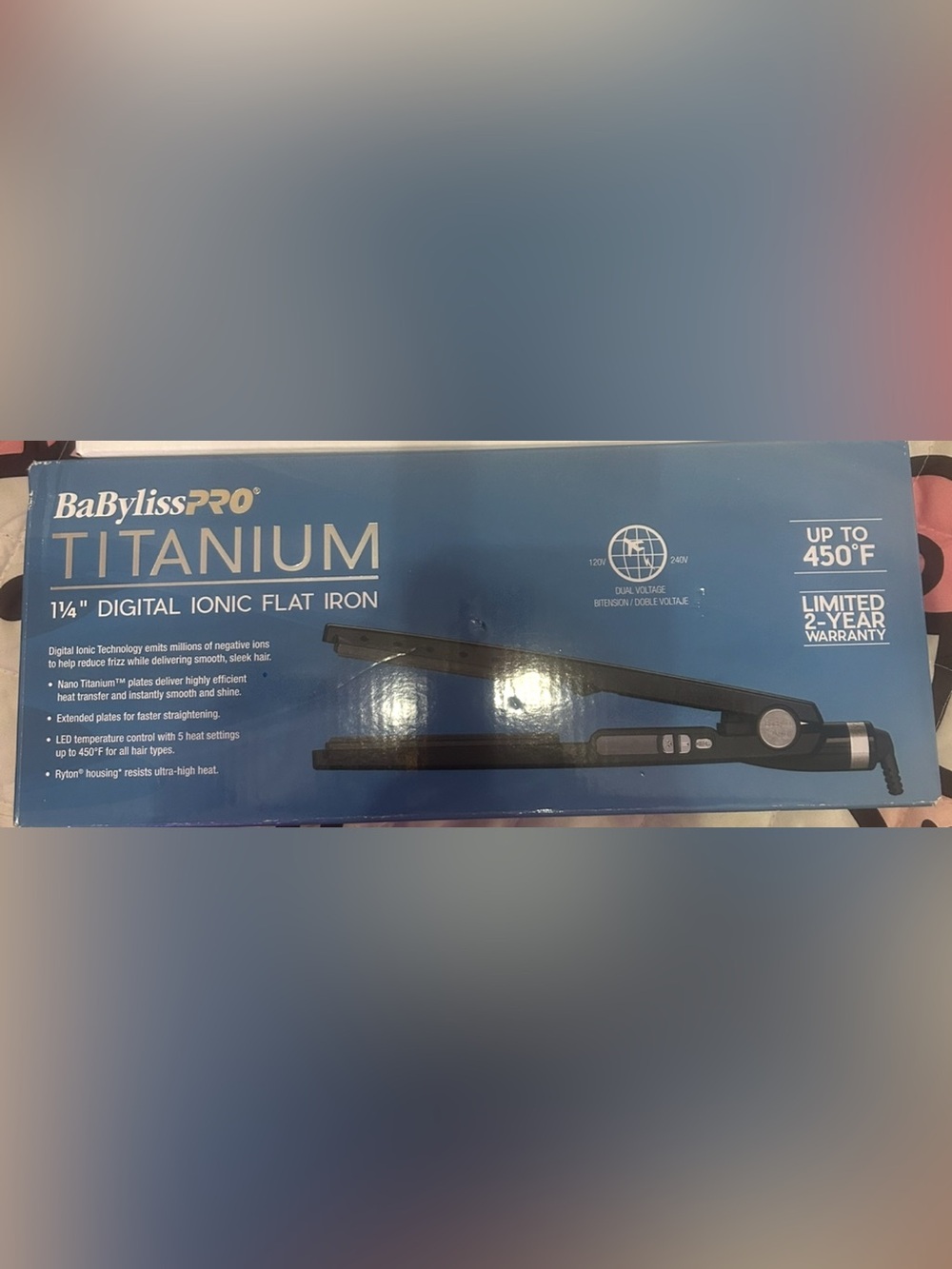 BaBylissPRO Titanium 1¼" Digital Ionic Flat Iron - Blue